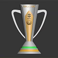 Shiny Silver Trophy Featuring Gold Emblem and Green Gold Ring Polished Base Design