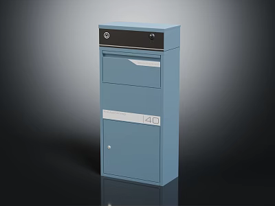 Blue Electrical Control Box With Black Panel Secure Door And 40 Label 3d model