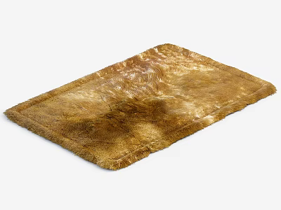 Golden Brown Plush Square Rug With Soft Furry Texture For Home Decor 3d model