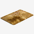 Golden Brown Plush Square Rug With Soft Furry Texture For Home Decor