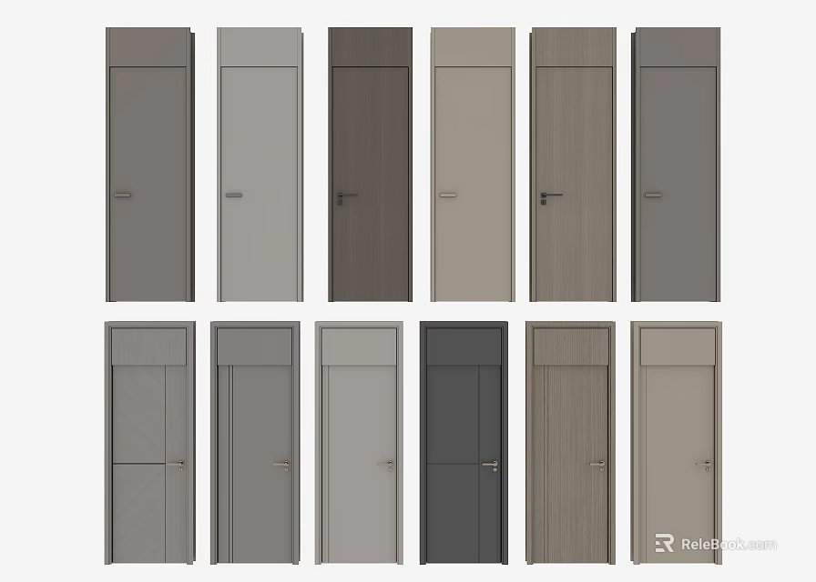 Stylish Hinged Doors with Multiple Designs and Colors for Modern Home Interior 3d model 