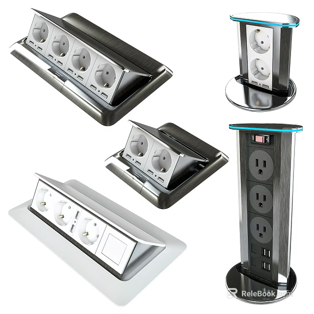Modern Switch Panels With Multiple Sockets Various Styles For Home And Office Use 3d model 