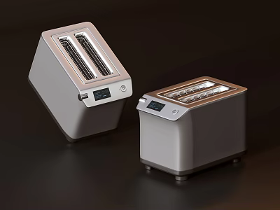 Two Modern Stainless Steel Toasters As Sleek Kitchen Appliances For Home 3d model
