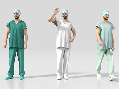 Physician, Physician, Nurse, Nurse, Pharmacist 3d model