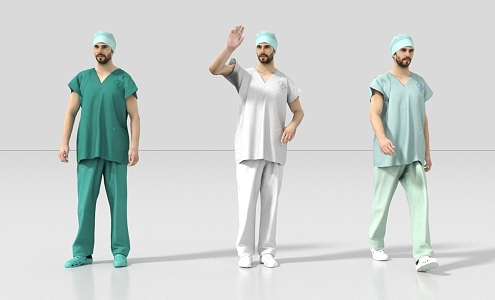 Physician, Physician, Nurse, Nurse, Pharmacist 3d model