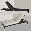Modern Black And Beige Outdoor Lounge Chairs With Metal Frame And Comfortable Cushion