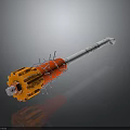 Advanced Military Weapon Featuring Orange Red Metal Parts And White Launch Tube Structure
