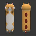 Cute Yellow Cat Shaped Pillow With Red Ears Tail White Belly And Three Red Dots