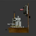 Vintage Wooden Panel Mechanical Device With Gauges Knobs Reel And Metal Components