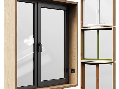 Modern Casement Window With Wooden Frame Transparent Glass And Various Color Options For Home 3d model