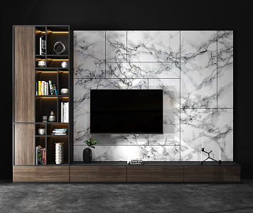 Modern TV background cabinet TV cabinet background wall combination 3d model