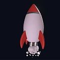 Stylish Red and White Rocket Model with Pointed Nose Red Fins and Engine Details 3d model