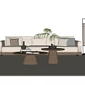 New Chinese Style Song Style Sofa Coffee Table Combination New Chinese Style Sofa Solid Wood Sofa Leisure Chair Sofa Stool New Chinese Style Floor Lamp Side Table Fabric Sofa 3d model