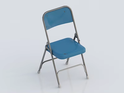 Blue Folding Leisure Chair with Plastic Seat and Metal Frame for Outdoor Use 3d model