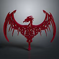 Red Dragon Winged Decorative Furniture Piece With Intricate Ornate Carvings