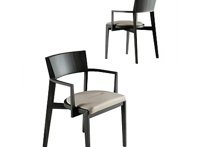 Modern Leisure Chair With Black Wooden Frame And Beige Fabric Cushion Armrests 3d model
