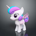 Game Movie Character White Unicorn Pony With Pink Purple Blue Mane Wings and Big Eyes