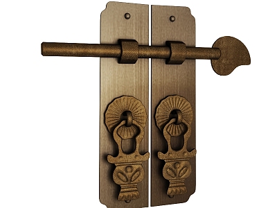 New Chinese Style Door Handle Hardware Accessories 3d model