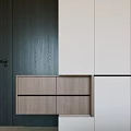 Modern Bedroom Built in Wardrobe Design With White Cabinetry And Wooden Drawers