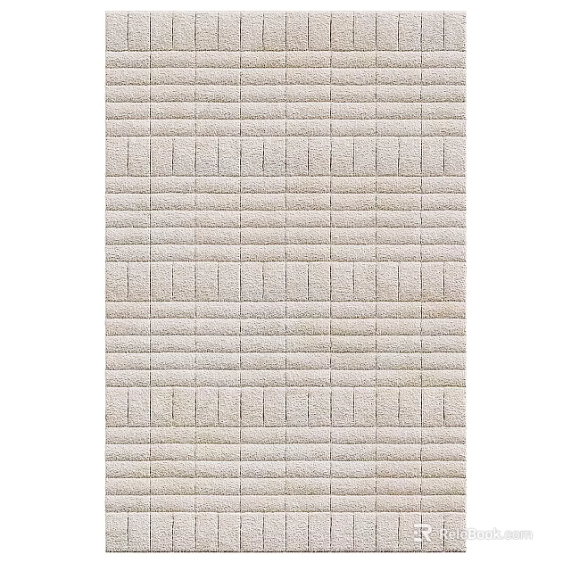 Neutral Tone Square Rug with Woven Grid Pattern for Modern Interiors 3d model 