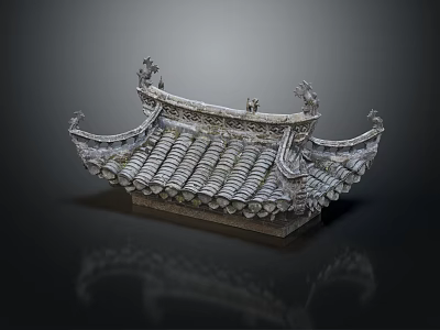 Traditional Chinese Architectural Roof Structure With Curved Eaves Ornate Tiles And Carvings 3d model