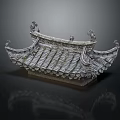 Traditional Chinese Architectural Roof Structure With Curved Eaves Ornate Tiles And Carvings