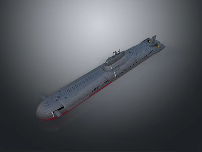 Detailed 3D Rendered Submarine Model With Gray Hull Red Bottom And Naval Structure 3d model