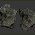 Natural Irregular Stone Pieces With Rough Surface And Reflective Texture On Dark Background