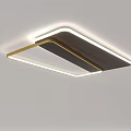 Modern Minimalist Ceiling Light With Dark Wood Panel And Gold Frame Design 3d model