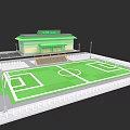 Recreational Landscape Design With Football Field Green Turf And White Boundaries