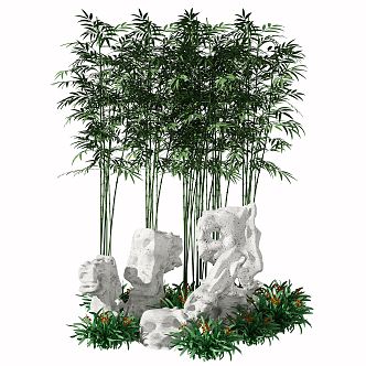 New Chinese Bamboo Stone Landscape 3d model