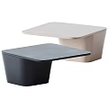 Two Modern Square Coffee Tables in Dark Gray and Light Gray Minimalist Design