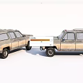 Two Vintage SUVs With Worn Out Beige Exterior Parked Face To Face