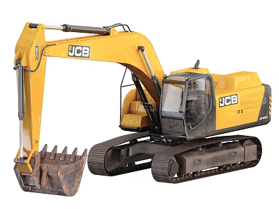 JCB Yellow Excavator With Crawler Tracks And Front Bucket Functional Construction Vehicle 3d model
