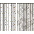 Modern Room Dividers with Gold Dot and Geometric Line Patterns in White and Gold