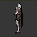 Detailed White And Red Medieval Fantasy Armor 3D Character Costume Design