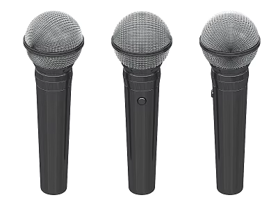 Black Wireless Handheld Microphones For Mobile Digital Recording And Streaming 3d model