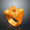 Elegant Gold Ring With Floral Design And Gemstone For Daily Accessory