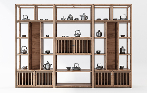 New Chinese-style Antique Rack Antique Rack Cabinet Tea Set Combination 3d model