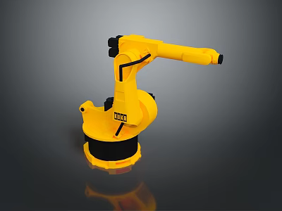 Yellow Robotic Arm Game Movie Character With KUKA Logo And 3D Industrial Design Model 3d model