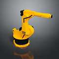 Yellow Robotic Arm Game Movie Character With KUKA Logo And 3D Industrial Design Model