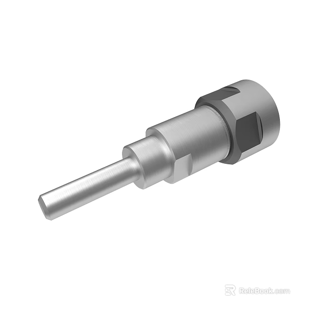 Silver Metal Cylindrical Mechanical Component Industrial Equipment With Black Ring Detail 3d model 