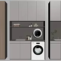 Modern Bathroom Cabinet With Washing Machine Storage Cabinets Built In Lighting And Countertop