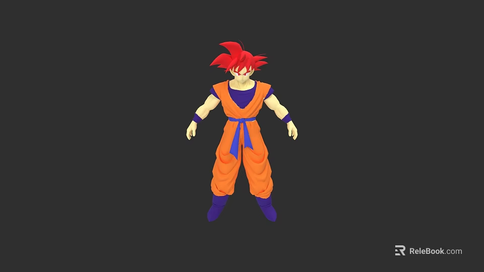 Game And Movie Character With Red Hair Orange Outfit Purple Belt Classic Design Look 3d model 