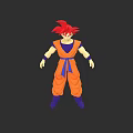 Game And Movie Character With Red Hair Orange Outfit Purple Belt Classic Design Look