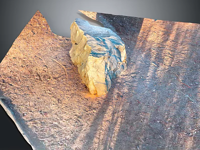 Natural Landscape Featuring Yellow Rock With Blue Veins On Dry Soil And Tree Shadows 3d model