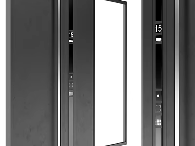 Modern Security Door With Glass Panel And Digital Keypad Electronic Lock System 3d model
