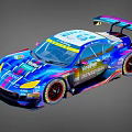 Sleek Racing Car With Colorful Livery Rear Wing Sponsor Logos And Race Number 66