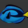 Vibrant Blue Tropical Fish Featuring Yellow Tail Black Stripes And Shiny Scales