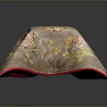 Vibrant Floral Embroidered Decorative Cloth With Colorful Patterns And Red Trimmed Edges